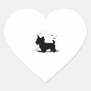 Yorkshire Terrier Dog � Halloween Moon Silhouette  Heart Sticker