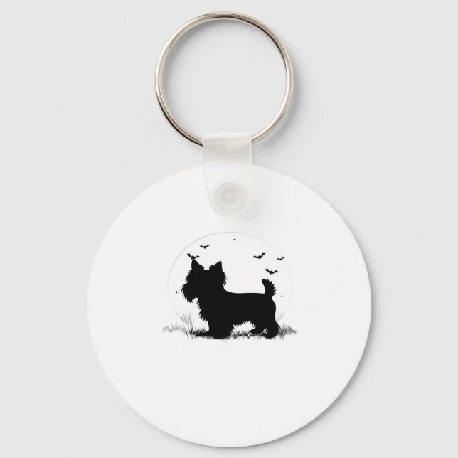 Yorkshire Terrier Dog � Halloween Moon Silhouette  Key Ring (Front)