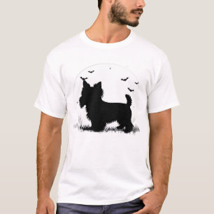 Yorkshire Terrier Dog � Halloween Moon Silhouette  T-Shirt