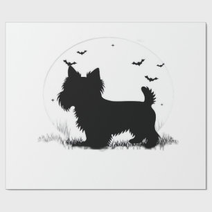 Yorkshire Terrier Dog � Halloween Moon Silhouette Wrapping Paper