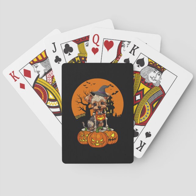 Yorkshire Terrier Dog Halloween Playing Cards (Back)