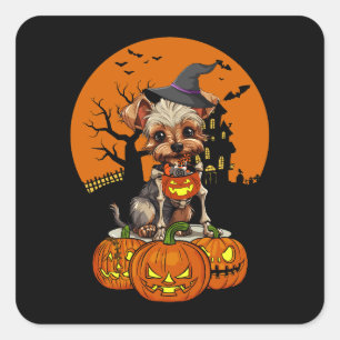 Yorkshire Terrier Dog Halloween Square Sticker