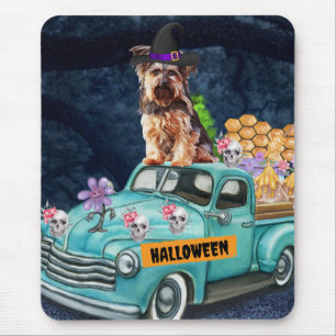 Yorkshire Terrier Dog Halloween Truck Scary Night  Mouse Mat