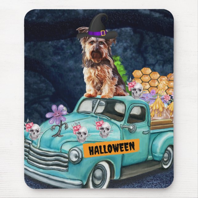 Yorkshire Terrier Dog Halloween Truck Scary Night  Mouse Mat (Front)