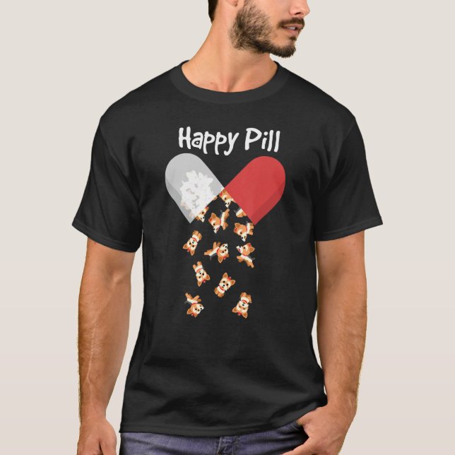 Yorkshire Terrier Dog Happy Pill Yorkie Mum Dad T-Shirt (Front)