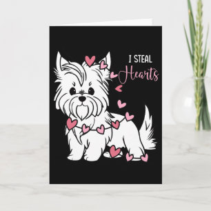 Yorkshire Terrier Dog I Steal Hearts Cute Valentin Card