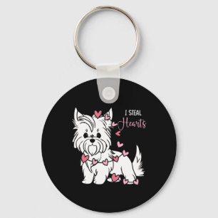 Yorkshire Terrier Dog I Steal Hearts Cute Valentin Key Ring