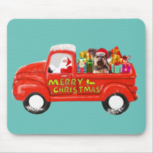 Yorkshire Terrier Dog in Christmas Delivery Truck Mouse Mat