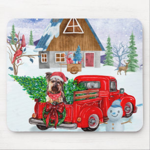 Yorkshire Terrier Dog In Christmas Delivery Truck Mouse Mat
