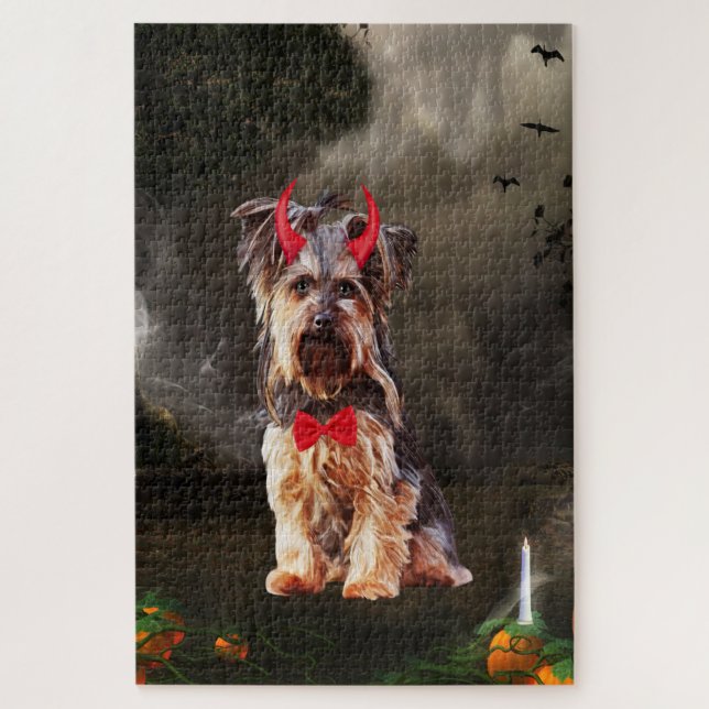 Yorkshire Terrier Dog in Halloween Costume Jigsaw Puzzle (Vertical)