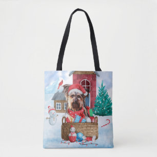 Yorkshire Terrier Dog In snow Christmas Dog House Tote Bag
