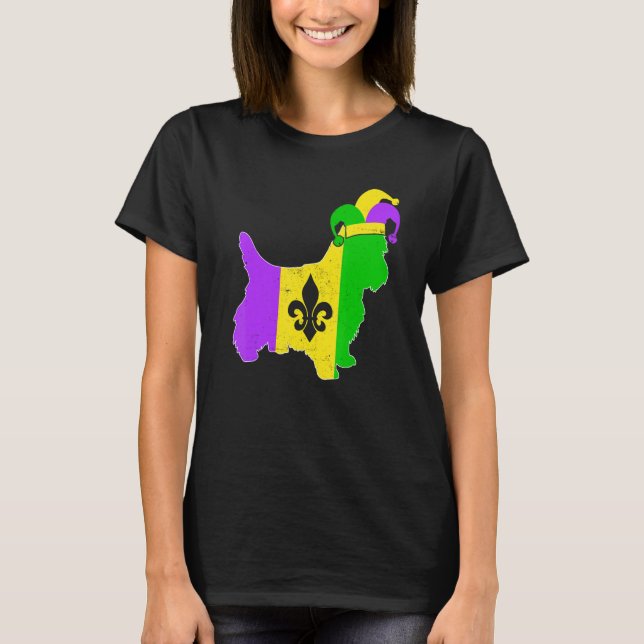 Yorkshire Terrier Dog Mardi Gras Carnival Funny Pu T-Shirt (Front)