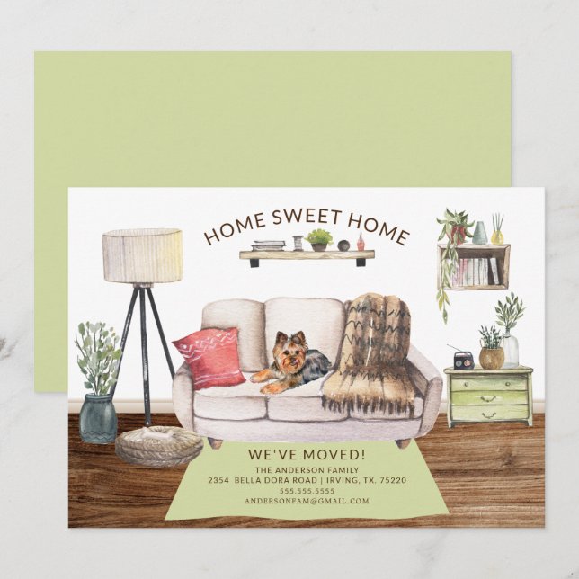 Yorkshire Terrier Dog Moving Announcement (Front/Back)