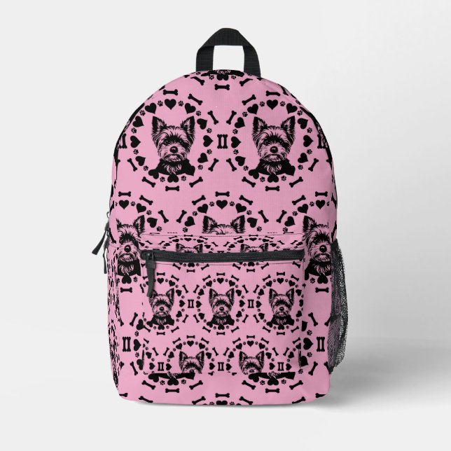 Yorkshire Terrier Dog Owner Printed Backpack (Front)