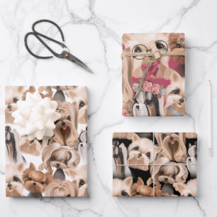 Yorkshire Terrier Dog Pattern Wrapping Paper Sheet
