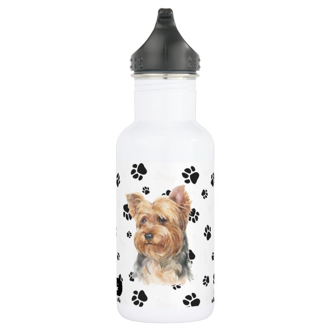 Yorkshire Terrier Dog Pawprint 532 Ml Water Bottle (Right)