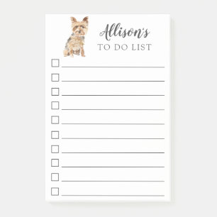 Yorkshire Terrier Dog Personalised To Do List Post-it Notes