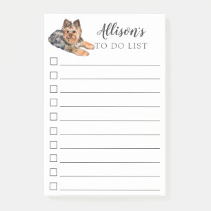 Yorkshire Terrier Dog Personalised To Do List Post Post-it Notes