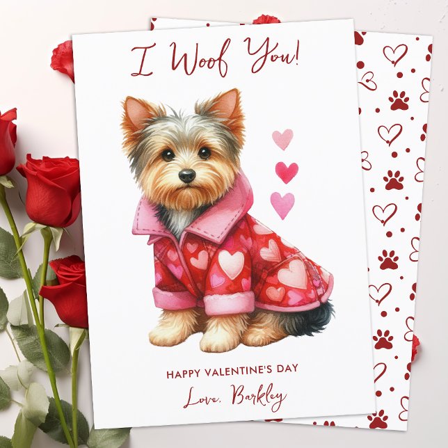 Yorkshire Terrier Dog Personalised Valentines Day Holiday Card (Creator Uploaded)