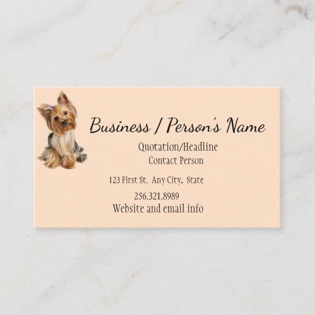 Yorkshire Terrier Dog Pet Animal Logo Animal Business Card (Front)