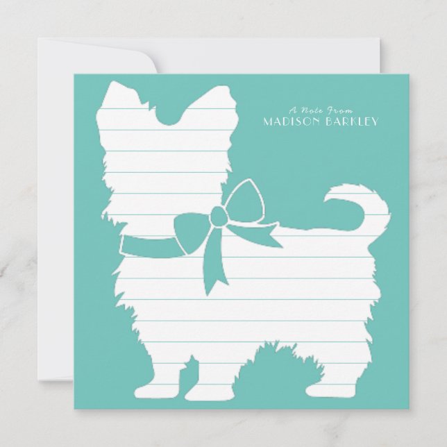 Yorkshire Terrier Dog Puppy Yorkie Thank You Card (Front)