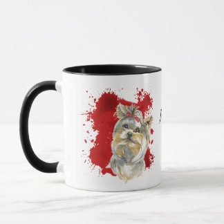 Yorkshire Terrier Dog Red Abstract Background Mug