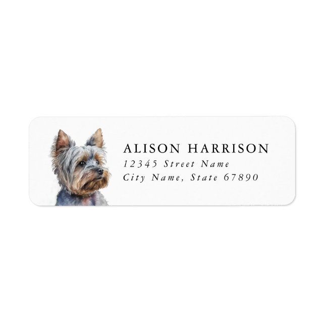 Yorkshire Terrier Dog Return Address Label (Front)