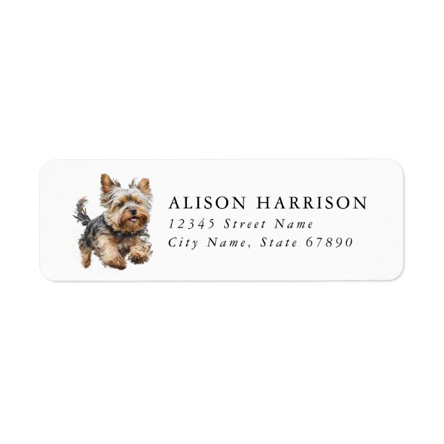 Yorkshire Terrier Dog Return Address Label (Front)