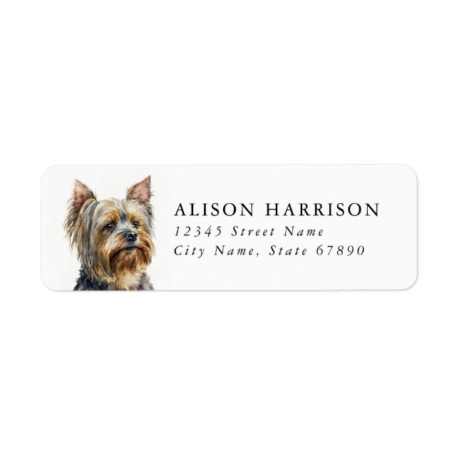 Yorkshire Terrier Dog Return Address Label (Front)