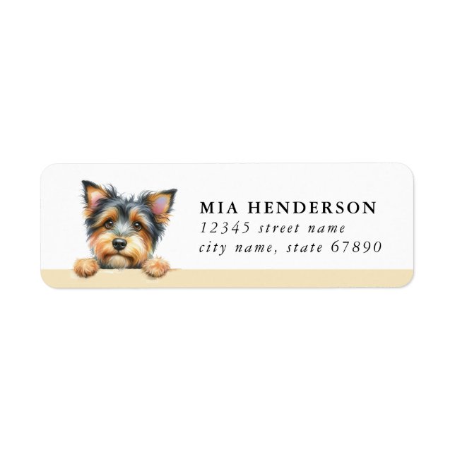 Yorkshire Terrier Dog Return Address Label (Front)