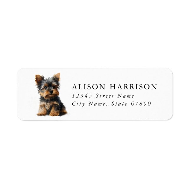 Yorkshire Terrier Dog Return Address Label (Front)
