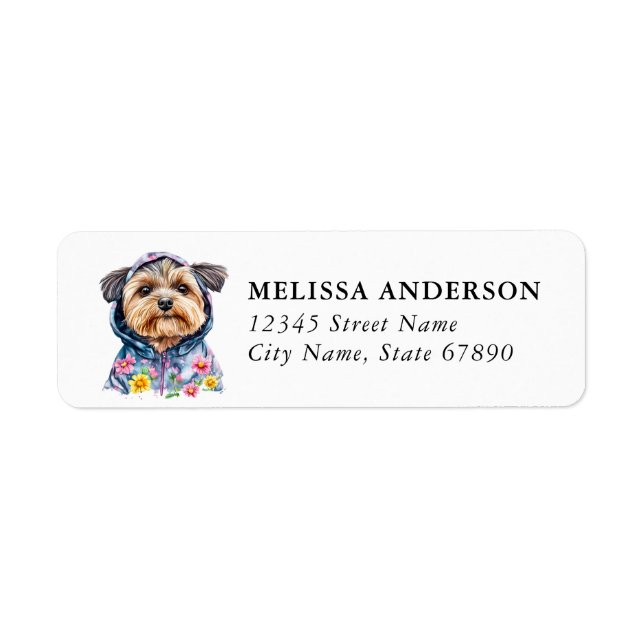 Yorkshire Terrier Dog Return Address Label (Front)