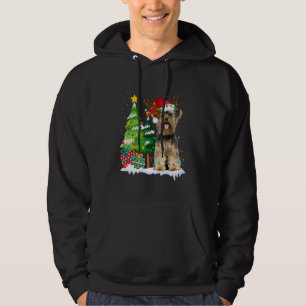 Yorkshire Terrier Dog Santa Hat Reindeer Christmas Hoodie