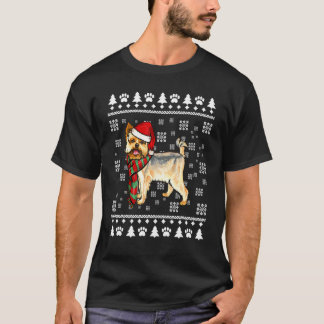 Yorkshire Terrier Dog Santa Hat Xmas Ugly Christma T-Shirt