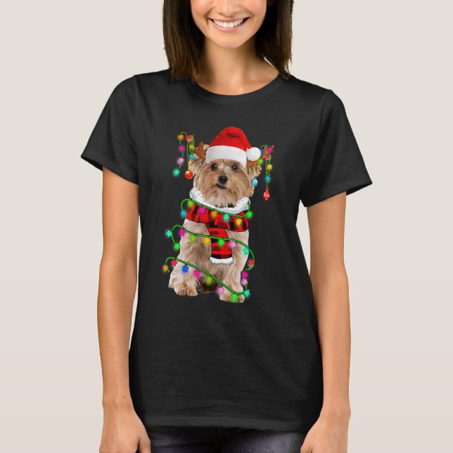 Yorkshire Terrier Dog Santa Xmas Puppy Christmas L T-Shirt (Front)