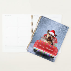 Yorkshire Terrier Dog Snow sitting in Christmas Planner