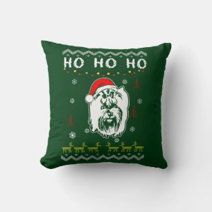 Yorkshire Terrier Dog Ugly Christmas Ho Ho Ho Cushion