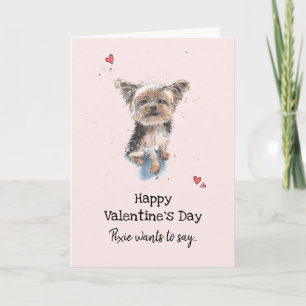 Yorkshire Terrier dog Valentine’s day Greetings Card