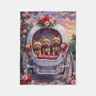 Yorkshire Terrier Dog Valentine's Day Fleece Blanket