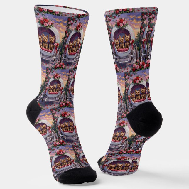 Yorkshire Terrier Dog Valentine's Day Socks (Angled)