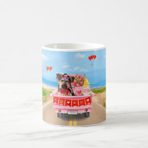 Yorkshire Terrier Dog Valentine's Day Truck Hearts Coffee Mug