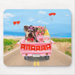 Yorkshire Terrier Dog Valentine's Day Truck Hearts Mouse Mat