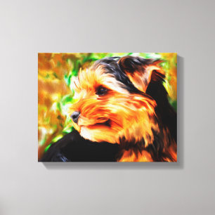 Yorkshire Terrier Dog Watercolor Art Portrait Canvas Print