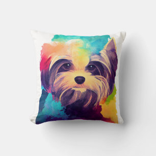 Yorkshire Terrier Dog Wild Nature Animal Colors Ar Cushion