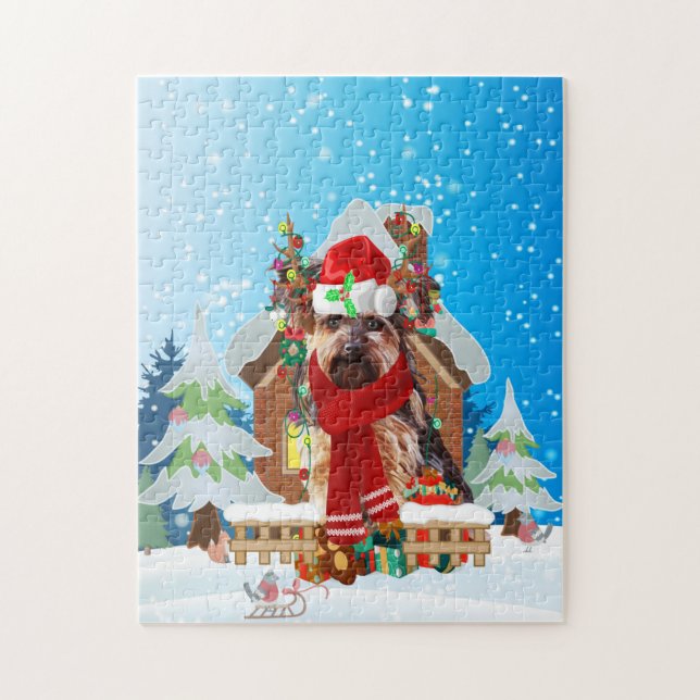 Yorkshire Terrier dog with Christmas gifts Jigsaw Puzzle (Vertical)