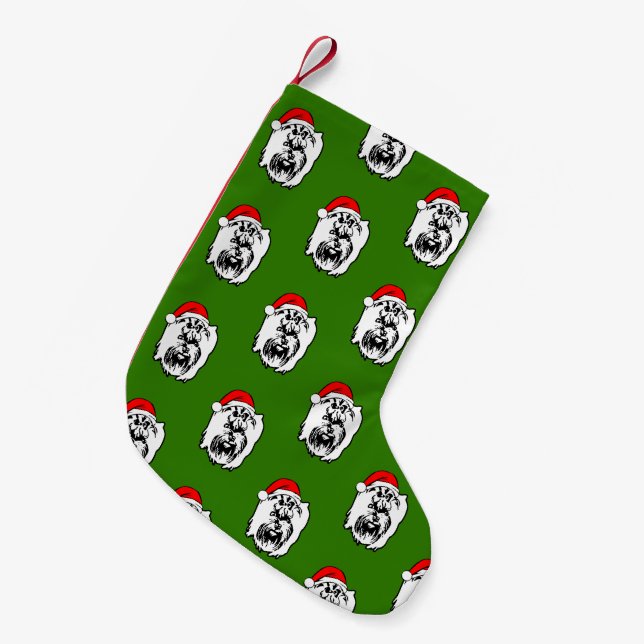 Yorkshire Terrier Dog with Christmas Santa Hat Small Christmas Stocking (Front (Hanging))