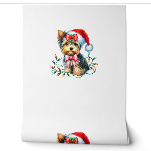 Yorkshire Terrier Dog With Coquette Bow Christmas  Wallpaper