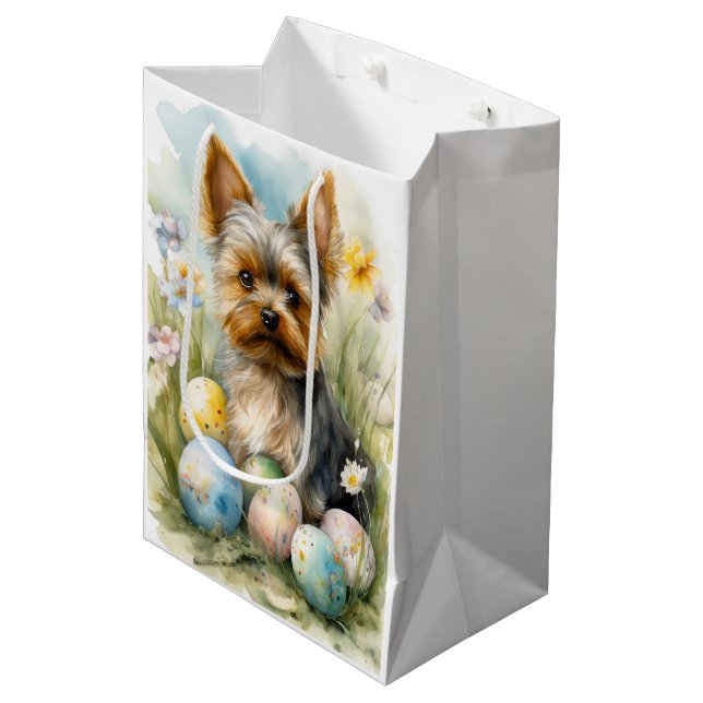 Yorkshire Terrier Dog With Easter Eggs Holiday  Medium Gift Bag (Front Angled)