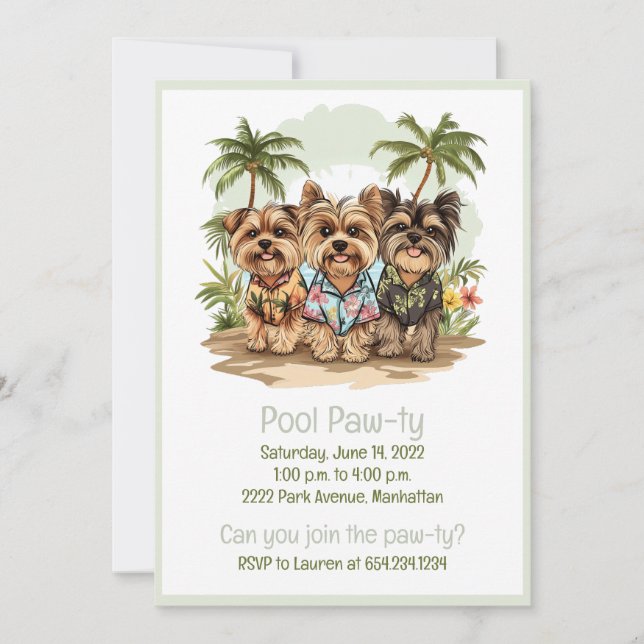 Yorkshire Terrier Dogs Hawaiian Shirts Invitation (Front)
