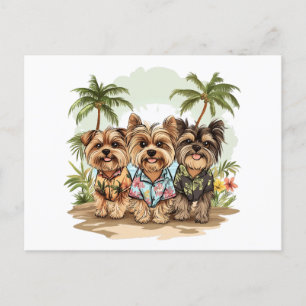 Yorkshire Terrier Dogs Hawaiian Shirts Postcard
